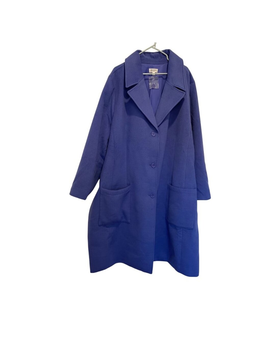 NWT Candace Cameron Bure Womens Blue Long Coat 5X Polyester Pockets Extra Button